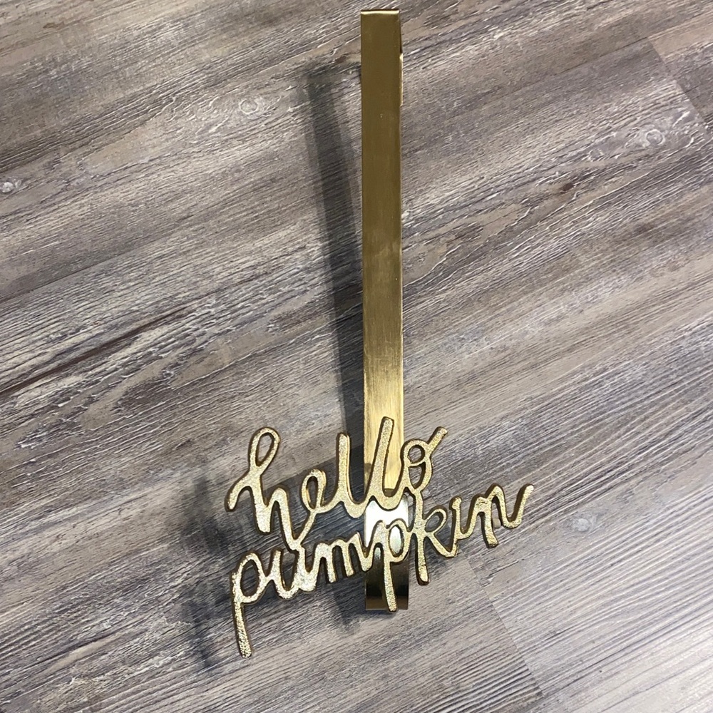 EUC HEARTH AND HAND x MAGNOLIA “Hello Pumpkin” Gold Door Wreath Hanger TARGET
